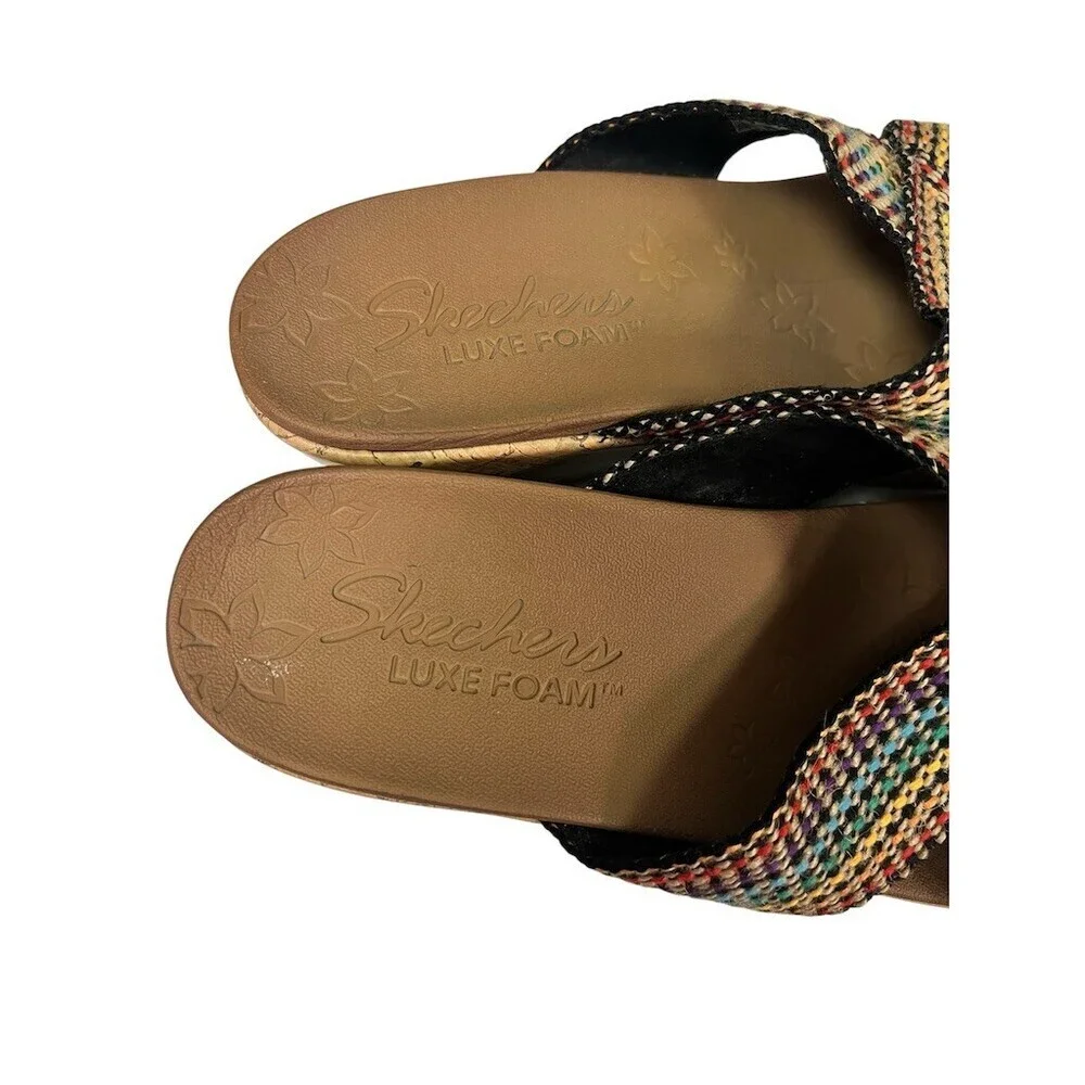Skechers Cali Beverlee Delighted Wedge Slide Sandals Multicolor Womens 10